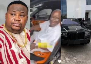 Read more about the article “After God, it’s money; money speaks” – Cubana Chief Priest’s dad says as he enters son’s Rolls Royce