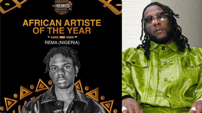 You are currently viewing 2023 Headies: Rema shames Burna Boy after winning African Artiste of the Year (Video)
