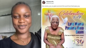 Read more about the article “You no gree commot but God pass you” – Lady celebrates as her mum finally passes away at age 130