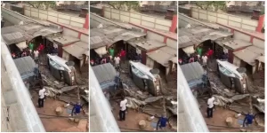 Read more about the article Moment car falls off bridge in Lagos (video)