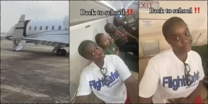 Read more about the article “No gree for anybody” – Nigerian students cause reactions as they pull up to school on private jet (Video)