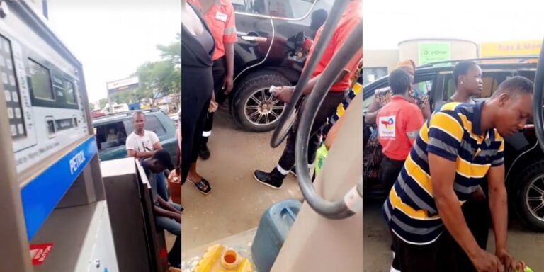 Drama as petrol station insist customers must buy meat pie before getting fuel (Video)
